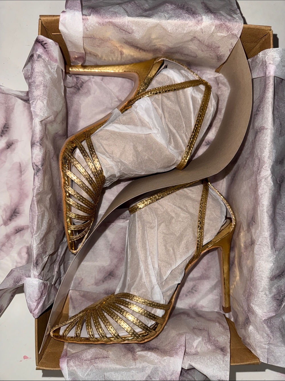 Jessica Simpson Gold Strappy High Heel Sandals for Women - Picture 4 of 4